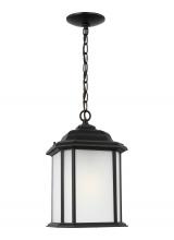 Generation Lighting 60531EN3-12 - Kent traditional 1-light LED outdoor exterior ceiling hanging pendant in black finish with satin etc