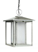 Generation Lighting 69029EN3-57 - Hunnington contemporary 1-light LED outdoor exterior pendant in weathered pewter grey finish with et