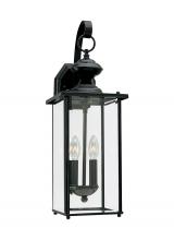 Generation Lighting 8468EN-12 - Jamestowne transitional 2-light LED outdoor exterior wall lantern in black finish with clear beveled