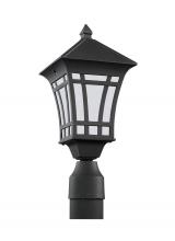 Generation Lighting 89231EN3-12 - Herrington transitional 1-light LED outdoor exterior post lantern in black finish with etched white