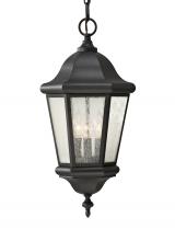 Generation Lighting OL5911EN/BK - Martinsville traditional 3-light LED outdoor exterior pendant lantern in black finish with clear see